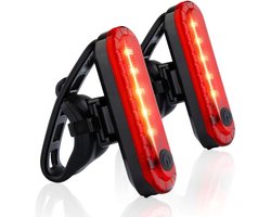 2 Stuks Fietslamp - Fiets Achterlicht - fietsachterlichten - Voorlicht & Achterlicht - Fietsverlichting USB oplaadbaar - Led Fietslamp - Fietslampjes - Valbestendig & Waterdicht - Fietslamp Geschikt Voor Elke fiets - voor nachtelijk rijden - Rood
