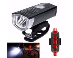 Waterdichte oplaadbare fietslamp - 400 lumen - Superfelle fietsverlichting met USB-kabel - Zwart - koplamp - voorlamp fiets