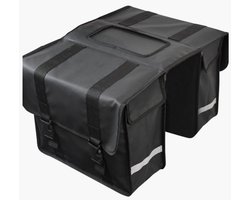 Rieba® Dubbele Fietstas - 42 liter - Reflectoren - Zwart - Waterdicht - Ruim - Elektrische Fiets - Stadsfiets - Universele Bevestiging