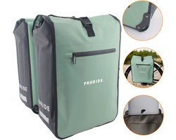 Dubbele Fietstas Proride Rolltop - 100% Waterdicht E-bike - 40 Liter - Fietstassen Electrische Fietsen - Geschikt voor MIK adapter - Bagagedrager - Groen