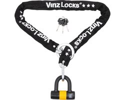 VINZ Kungur ART 3 Kettingslot 150cm | 3 Sleutels | ART 3 Slot Goedgekeurd Scooterslot / Fietsslot / Fatbike Slot / E-bike slot / Bakfietsslot / Bootslot | Extra Reikwijdte door Loop/Ring | 150cm