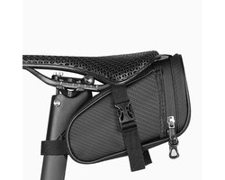 Zadeltas racefiets - 19.5x9x10.5 cm - Fiets Tas - Waterdicht - Racefiets - Mountainbike - Fietsaccessoires - Zadeltas Mountainbike - Fietstassen - met Reflecterende Strepen - Zadeltas voor E-bike, Racefiets, Trekkingfiets - Zwart