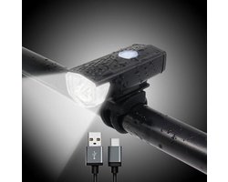 Voorlicht fiets - Fietsverlichting - Led voorlamp - Fietslicht - 350 lumen - Usb - Oplaadbaar - Compact - Waterdicht - Koplamp fiets