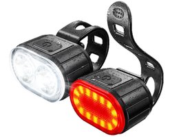 USB Oplaadbare Fietsverlichting Set - Superlichte Voor- en Achterlamp met 4+6 Lichtmodi, IPX6 Waterdicht voor Nachtelijk Fietsen, Wandelen en Noodverlichting