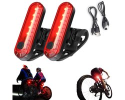 2 fietsachterlichten, veiligheidswaarschuwingslichten, fietsachterlichten, USB-oplaadbare achterlichten, accessoires voor nachtelijk buitenrijden, geschikt voor racefietsen, fietsen, kinderfietsen, mountainbikes (7,5*1,5 cm, rood)
