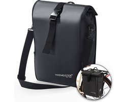 Hikemeister ® Milan - Fietstas Enkel - Waterafstotend Materiaal - 19L - Zwart – 600D Polyester + PVC - Fietstassen elektrische fietsen