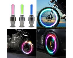 Fiets ventiel LED lampjes blauw 2 stuks