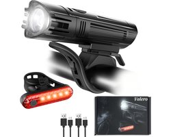 Valero Premium Fietslamp Set – USB Oplaadbare LED Fietsverlichting met Krachtige Voorlamp & Helder Achterlicht – Waterdicht, Veilig & Geschikt voor Elke Fiets