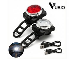 Vubio LED Fietsverlichting USB Oplaadbaar – Waterdichte Fietslampjes Led Set Wit en Rood – 500 Lumen - Stadsfiets - Mountainbike