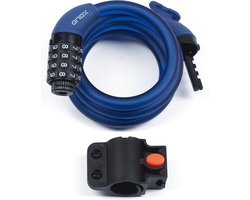 Xolid Fietsslot met cijferslot - 120 cm - donkerblauw - kabelslot - voor fiets / scooter - scooter slot