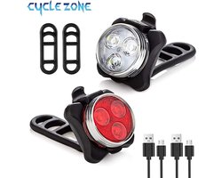Fietsverlichting USB oplaadbaar - Oplaadbare USB Led Fietslamp - Voorlicht & Achterlicht - Waterdicht
