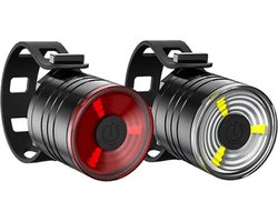 Rieba® Fietsverlichting - Verlichting Fiets - Fietslampjes - Voorlicht & Achterlicht - Fietslamp Set - Verlichtingsset LED - 3 Standen - Koplamp - Achterlamp - Inclusief Batterij - Wit - Rood