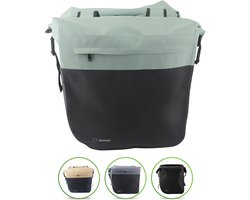 Ekostar® Dubbele Fietstas Urban 46L - 100% Waterdicht - Mint/Zwart - Roltop - Geseald - Fietstassen Elektrische Fietsen