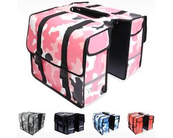 Ekostar® Fietstas Dubbel 46L - Waterdicht materiaal - Camouflage Roze - Fietstassen Elektrische Fietsen