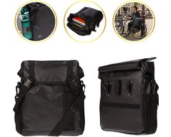 Urban Hybrid Enkele Fietstas & Schoudertas - 12L - Waterdicht - Pakaftas voor Stadsfiets & E-Bike - Geschikt voor laptop & tablet - Verborgen Haken - Zwart - Woon-werkverkeer