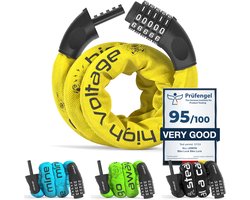 all lemon Fietsslot Cijferslot Stalen Ketting antidiefstal | Combinatieslot met Code: Fiets Scooterslot Motorslot Kettingslot Slot met Cijfers Diefstalbeveiliging Veilig Sterk 90cm lang Volwassen Kind Hek Poort - Geel