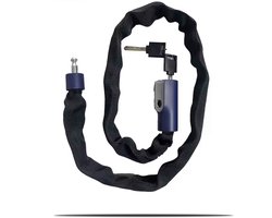 LLOCX Kettingslot van 1 Meter - Blauwe Kliksluiting - 5/6mm Gelegeerd Aluminium Insteekslot - 900gr. Roestvrij Staal + 2 Unieke Sleutels - 100cm Geschakeld