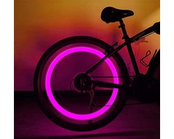 Fietslicht Wiel I Spaakverlichting I Fietslamp Wiel I LED Fietsverlichting I Ventieldop Flitslicht I 2 Stuks I Roze