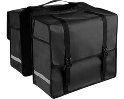 Rieba® Dubbele Fietstas - 46 liter - Reflectoren - Zwart - Waterdicht - Tarpaulin - Ruim - Elektrische Fiets - Stadsfiets - Universele Bevestiging