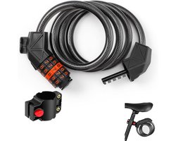 Fietsslot - Fietskettingslot - Fietsslot Anti-diefstal - 1,1m*11mm - Combinatieslot - Kabelslot - Slot - met 5-cijferige code - Inclusief beugel - Hoge beveiliging - Resetbaar slot - fietsaccessoires - voor fietsen, driewielers en scooters - zwart