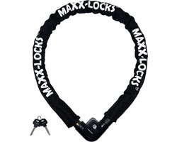 Maxx-Locks Bulls Kettingslot - Solid Pantserslot uit Gehard Staal - Gebruik Slot Lock Motor Scooter Fiets Motorslot Scooterslot - Alternatief voor Ketting Ringslot Cijferslot Kabelslot Beugelslot - Lengte 100CM Dikte 8MM - Zwart