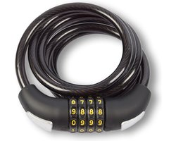 Discountershop Cijferslot - Code Kabelsloten voor Fietsen - Kunststof en Rubber - 180cm x 10mm - Zwarte Fietsaccessoires