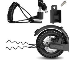 Schijfremslot - Remschijfslot Met Reminder Kabel En Houder - Fiets Slot - Elektrische Step Slot - Motorslot - Scooterslot - Slot - Elektrische Step Accessoires - Voor E-Bike / Motor / Scooter / Elektrische Step / Fiets - Anti-Diefstal - Zwart