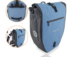 Enkele Fietstas Proride - 100% Waterdicht - 28 Liter - Pakaftas Elektrische Fietsen - Schoudertas - Inclusief Schouderband en Laptophoes - Bagagedrager - Reflector - Magnetische sluiting - Blauw