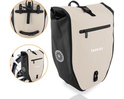 Enkele Fietstas Proride - 100% Waterdicht - 28 Liter - Pakaftas Elektrische Fietsen - Schoudertas - Inclusief Schouderband en Laptophoes - Bagagedrager - Reflector - Magnetische sluiting - Beige