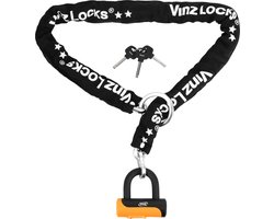 VINZ Tibba ART 2 Slot - 150 cm Lang & Lichtgewicht Kettingslot: 2,5kg - Goedgekeurd Fietsslot vr Verzekering van Fiets, Elektrische Fiets, Ebike , Fatbike & Bakfiets- Extra Reikwijdte door Loop - 1,5 Meter Lang - 3 sleutels