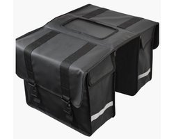 Rieba® Dubbele Fietstas XL - 48 Liter - Reflectoren - Zwart - Waterdicht - Tarpaulin - Zeer Ruim - Elektrische Fiets - Stadsfiets - Universele Bevestiging