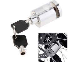 Kabelslot-fietsslot cijferslot-fietsslot-2 artikelen Schijfremslot - fietsbeveiligingsslot - motorfiets, racefiets, elektrisch voertuig, wielslot - zilver - 4,4x3,1x3,1cm