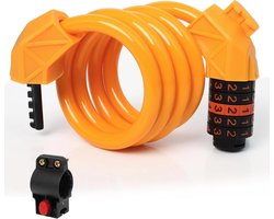 Fietsslot - Fietskettingslot - Fietsslot Anti-diefstal - 1,1m*11mm - Combinatieslot - Kabelslot - Slot - met 5-cijferige code - Inclusief beugel - Hoge beveiliging - Resetbaar slot - fietsaccessoires - voor fietsen, driewielers en scooters - oranje