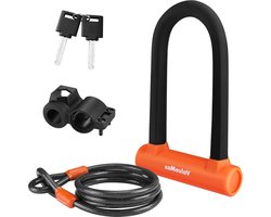 16mm hoogbeveiligd fietsslot - robuust fietsslot met veiligheidskabel - houder voor motorfietsen, scooters, fietsen, deur Fatbike slot