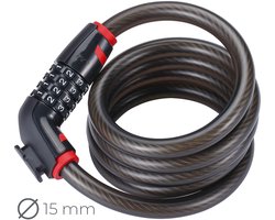 BBB Cycling Fietsslot Cijferslot Fiets - Duurzaam en Instelbaar Codeslot - Zwart - Lengte: 180cm - Diameter: 15mm - CodeLock BBL-45