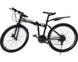Gran Vida® - Mountainbike - Opvouwbaar - 26" - 21 Snelheden - Zwart/Rood - Koolstofstaal