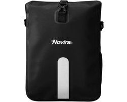 Novira® – Enkele Fietstas Waterdicht 16L – Fietstas & Schoudertas in 1 – Met Reflectie – Zwart