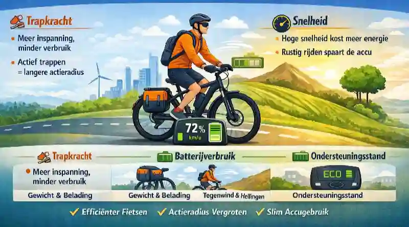 Analyse van trapkracht, snelheid en batterijverbruik