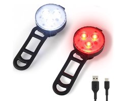 O.Leo - Fietsverlichting USB oplaadbaar - Spatwaterdicht - 4 lichtstanden - Voorlicht fiets & Achterlicht