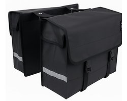 Rieba® Dubbele Fietstas XL - 48 Liter - Reflectoren - Zwart - Waterdicht - Tarpaulin - Zeer Ruim & Sterk - Elektrische Fiets - Stadsfiets - Universele Bevestiging