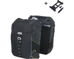 Basil Miles dubbele fietstas MIK, 34L, black lime - waterdicht - extra reflecterende delen