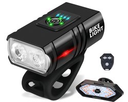 Fietsverlichting set - usb oplaadbaar - Fietslamp voorlicht 1000 lumen - Achterlicht fiets - Richtingaanwijzer fiets en fietsbel alarmsound - Led fietslamp - Mountainbike en racefiets - Waterdicht