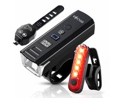 Kochar Fietsverlichting Set LED – Met Ingebouwde Fietsbel & Afstandsbediening - Voorlicht & Achterlicht – 500 Lumen - Waterdicht - Fietslicht – Fietslampjes USB oplaadbaar - Fietslamp