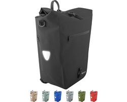 Ekostar® Enkele 2-in-1 Fietstas - Duurzaam & Waterdicht RPET - 24-31 L - Zwart - Met Laptopvak & Reflectoren