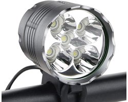 Fietslamp - fietslamp voorlicht - koplamp - fiets voorlicht - 6000 lumen - 5 LED-fietslamp - waterdichte mountainbikekoplamp - Oplaadbare batterij