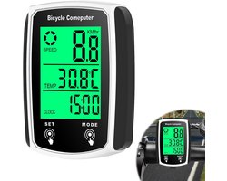 Draadloze Fietscomputer Waterdicht – Snelheidsmeter & Kilometerteller – LCD Display met Backlight – Multifunctionele Fiets Teller – Voor MTB, Racefiets & E-bike