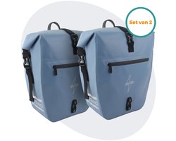 Voltano Enkele Fietstas Set E-bike - Ice Blauw - 2 x 23 Liter - Gratis Schouderband - 100% Waterdicht - Fietstassen Elektrische Fietsen