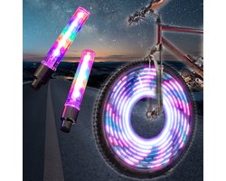 Set van 2 LED-fietswielverlichting met 7 knipperstanden - Geschikt voor ventiel, velg, band en spaken.