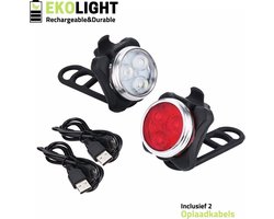 EkoLight Fietsverlichting set - LED Fietslampjes - USB Oplaadbaar - Zwart