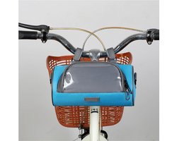 Fietstas voor aan het stuur - fietstas - fietstassen - Telefoontas voor op de fiets - Met transparant telefoonvak - Met verstelbare schouderriem - Grote inhoud - Blauw